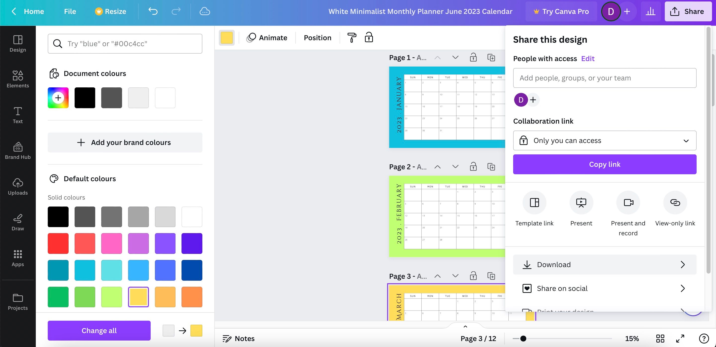 Кнопка Share и Download в Canva