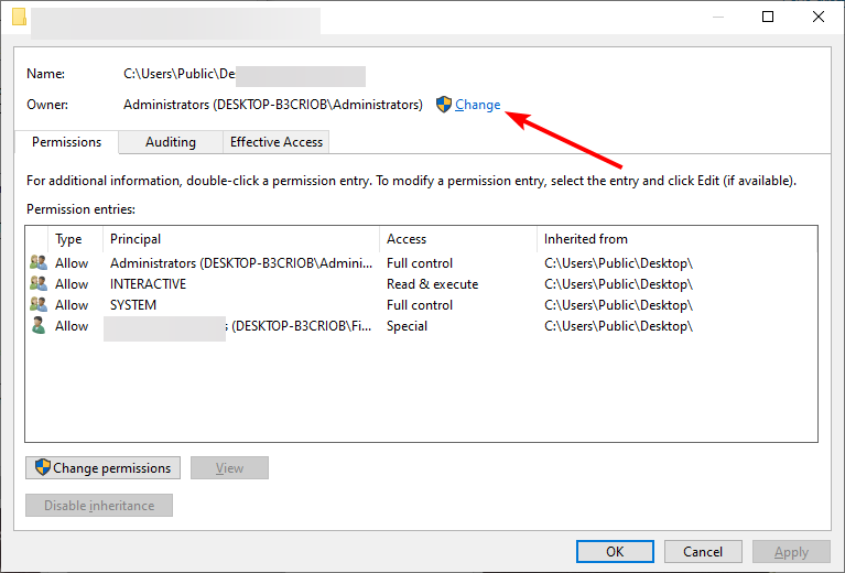 Скриншот кнопки изменения владельца