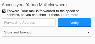 Скриншот опции пересылки и параметров хранения писем