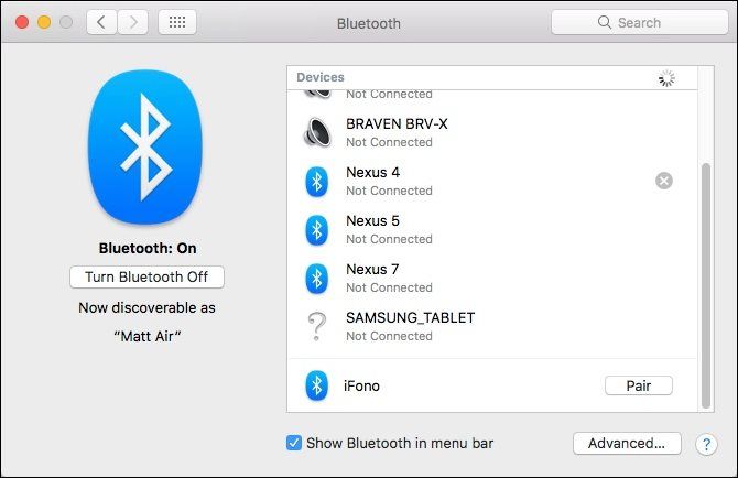 Сопряжение iPhone с Mac по Bluetooth