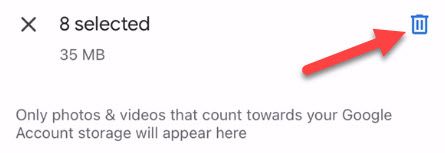 Нажмите значок корзины для подтверждения удаления.