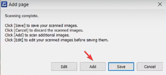 Окно добавления страницы в многостраничный документ