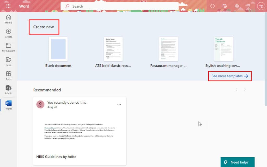 Ссылка на дополнительные шаблоны