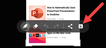 Иконка сохранения/загрузки на экранной панели после редактирования