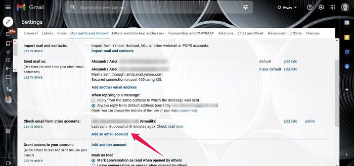 Добавление другого почтового аккаунта в Gmail