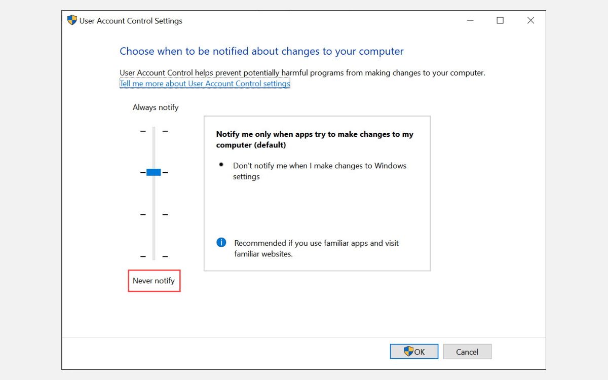 disable UAC