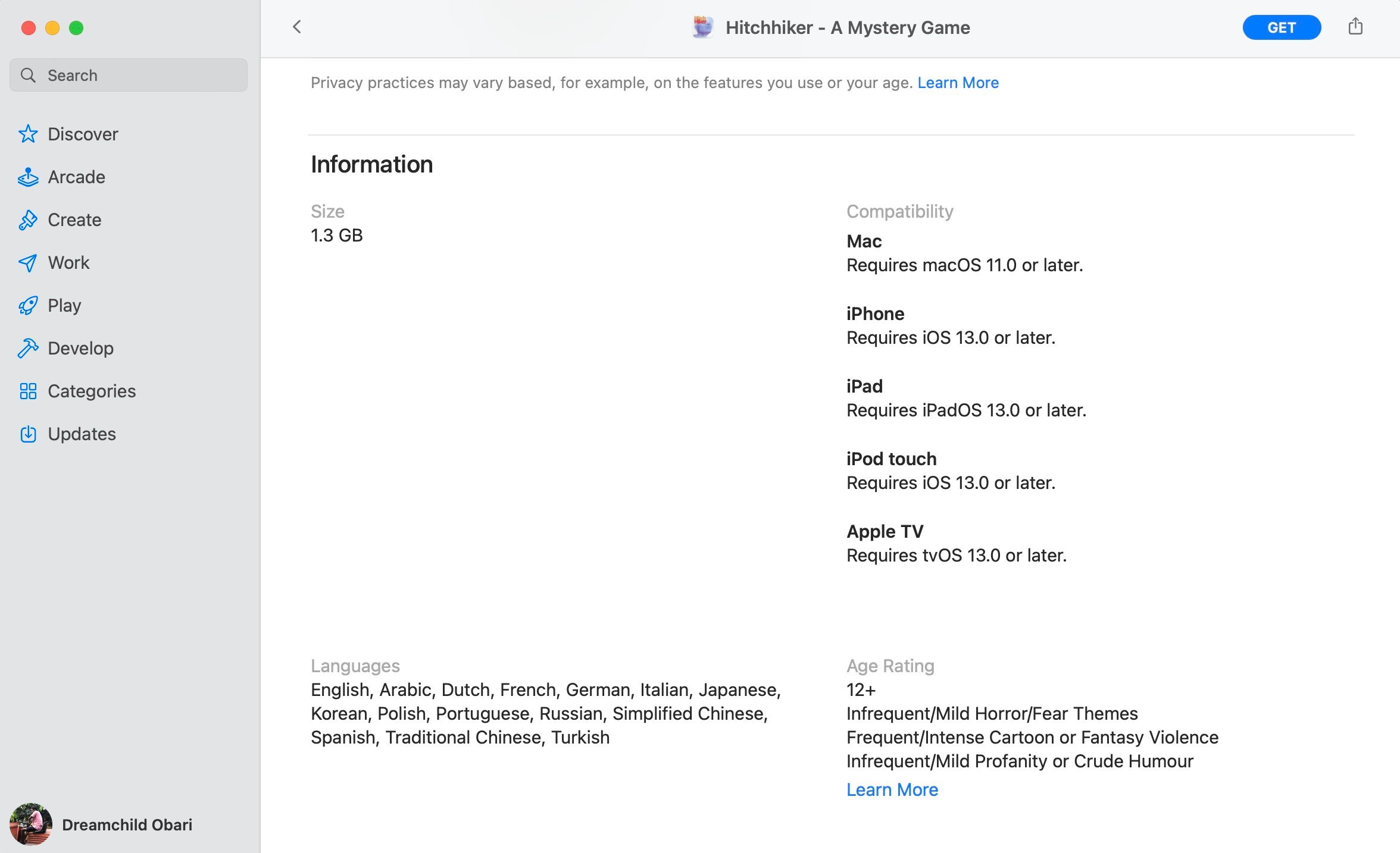 Скриншот App Store с секцией Совместимость
