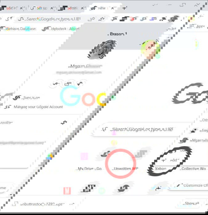 Кнопка добавления профиля в Google Chrome
