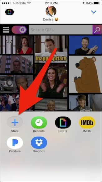 Слайд снизу: кнопка «Магазин» в интерфейсе iMessage