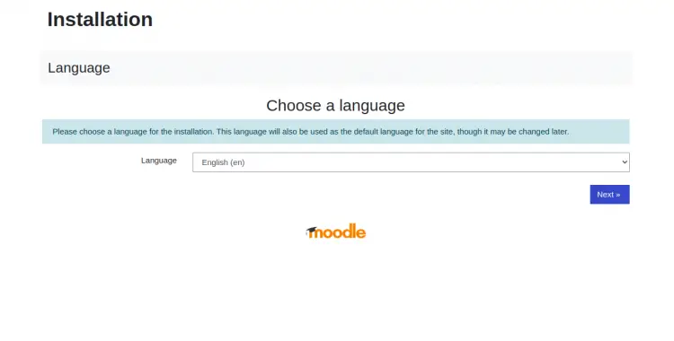 Выбор языка интерфейса установки Moodle