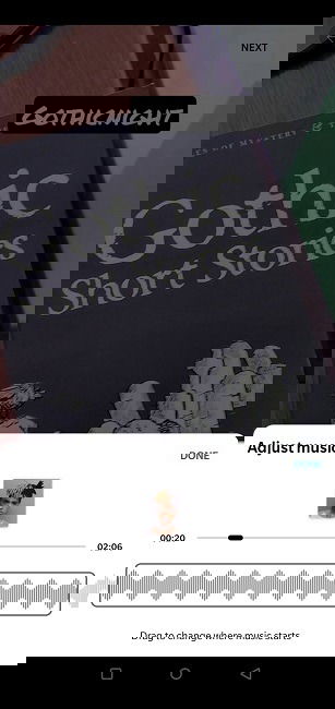 Выбор фрагмента музыки в Short