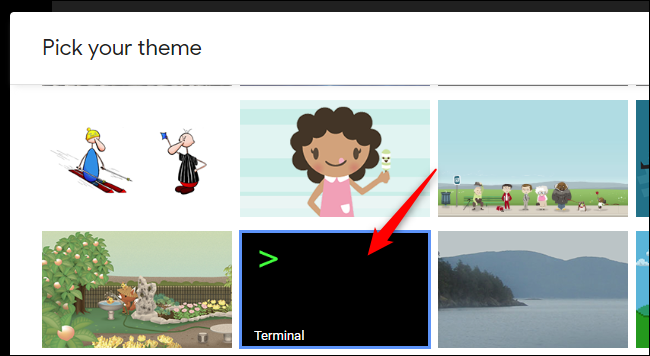 Тема Terminal с тёмным фоном и контрастным текстом