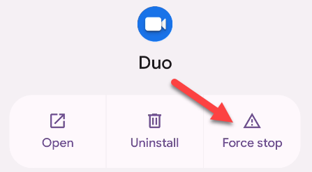 Нажмите Принудительная остановка, чтобы завершить работу приложения