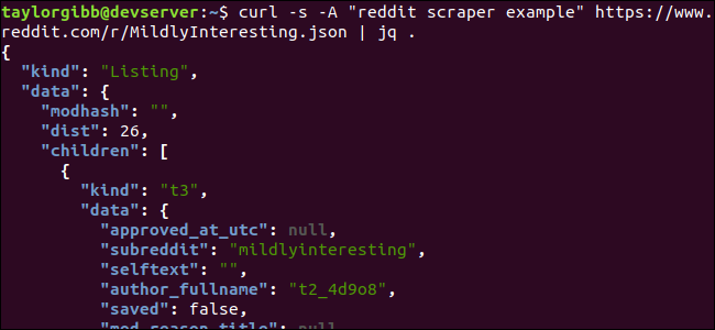 Скриншот: форматированный JSON в jq