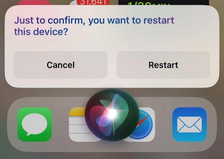 Перезапуск iPhone с помощью Siri