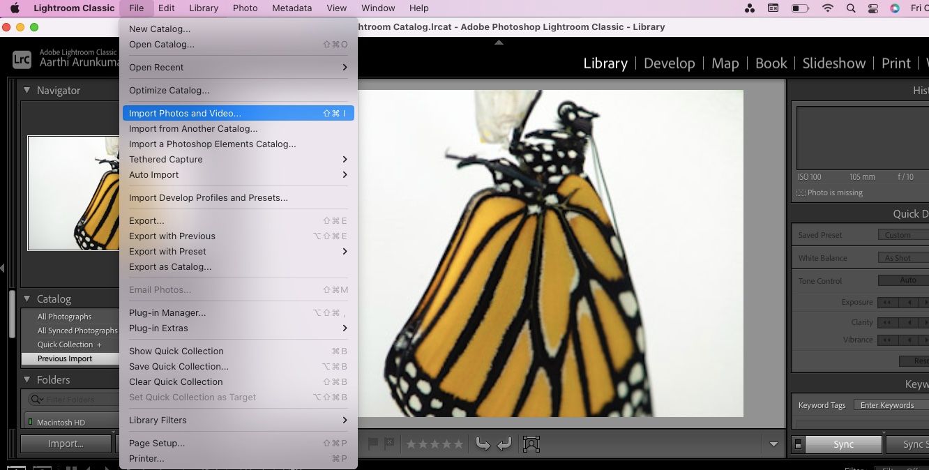 Import Photo in Lightroom