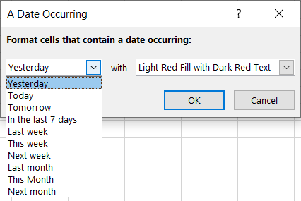 Select the timing for the date