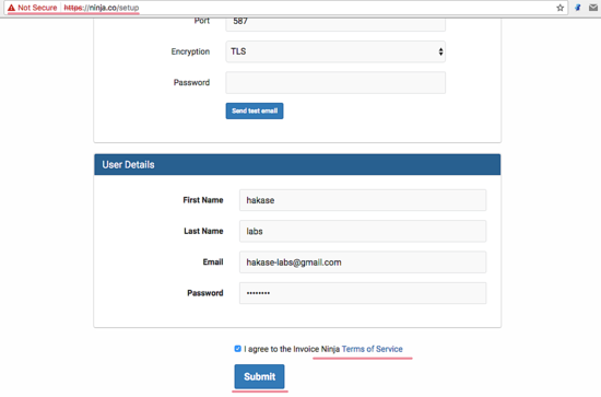 Настройка Invoice Ninja