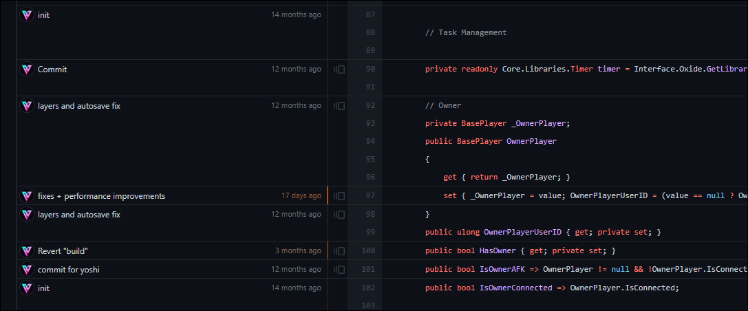 Интерфейс GitHub — Blame для файла