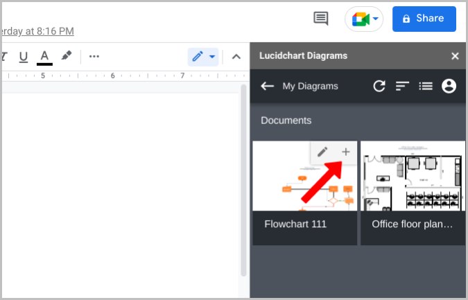 Добавление диаграммы Lucidchart в Google Docs