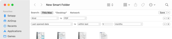 Create a Smart Folder within Finder
