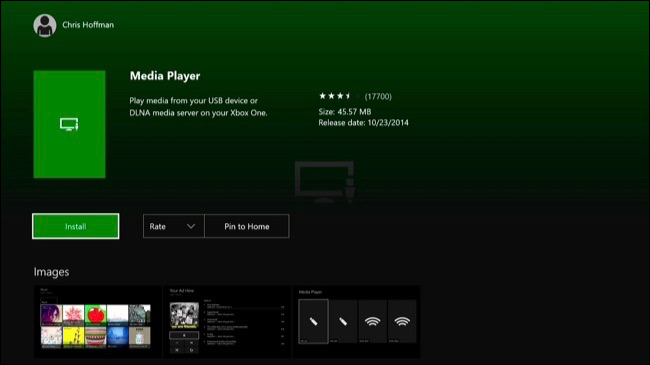 Поиск приложения Media Player в Microsoft Store на Xbox One