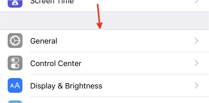 Экран основных настроек iOS