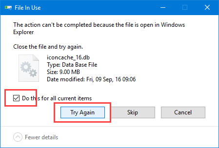 Диалог с ошибкой удаления и кнопка «Попробовать снова»