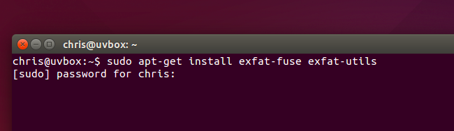 Установка пакетов exFAT в терминале