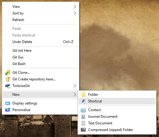 Диалог создания ярлыка — выбор пути к программе