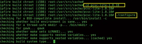 Распаковка и запуск configure для pcsc-lite