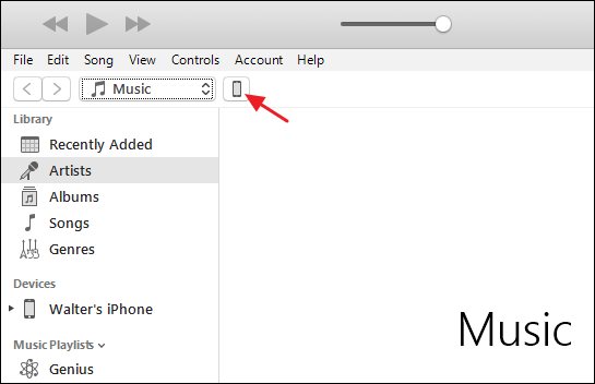 Иконка подключённого устройства в iTunes