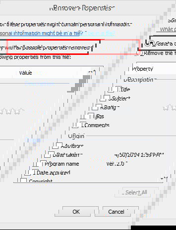 Выбор метаданных для удаления и подтверждение операции
