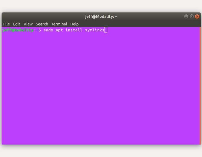 Изображение: установка пакета symlinks через apt в терминале