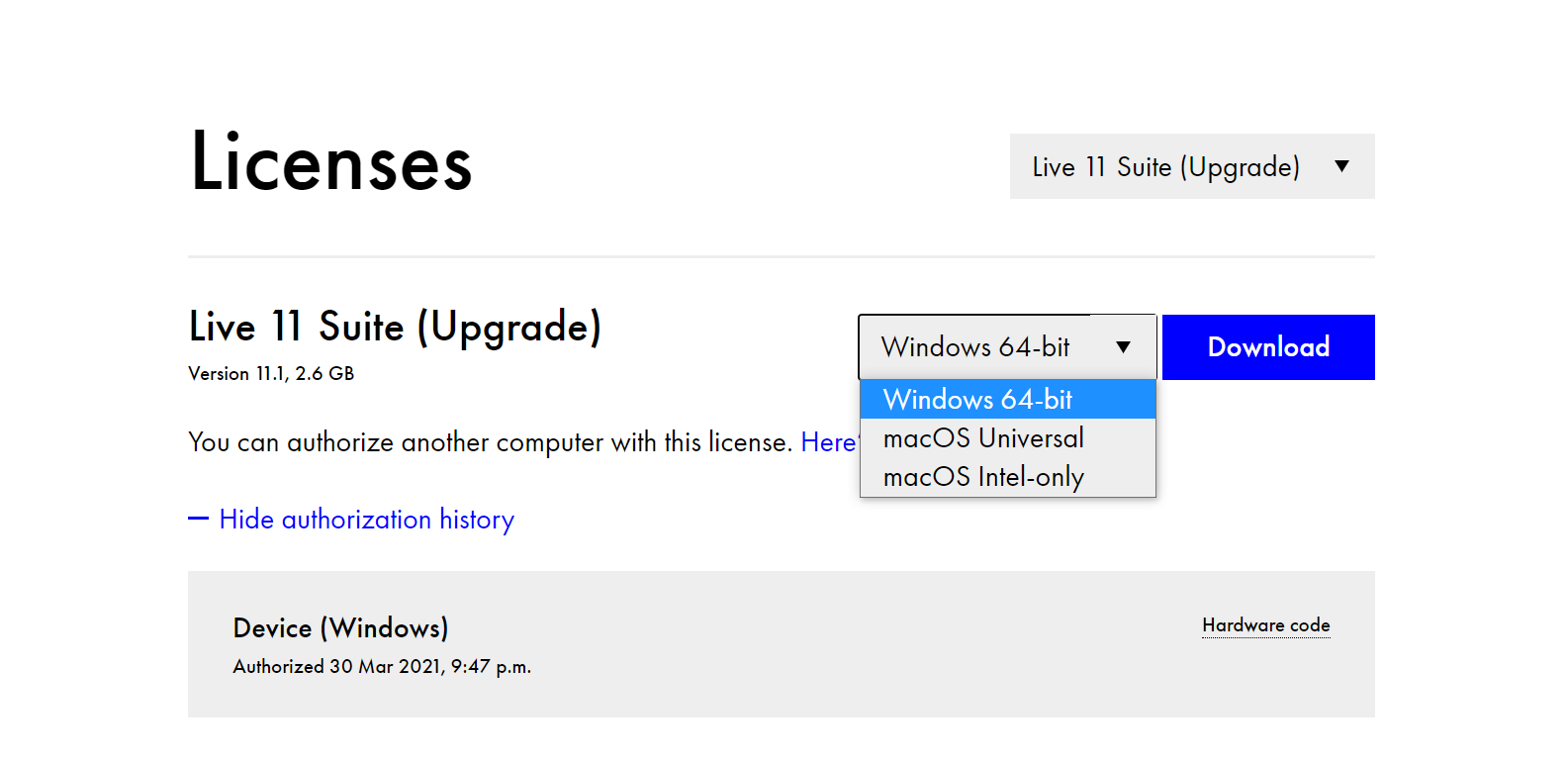 Страница обновления Ableton Live на сайте