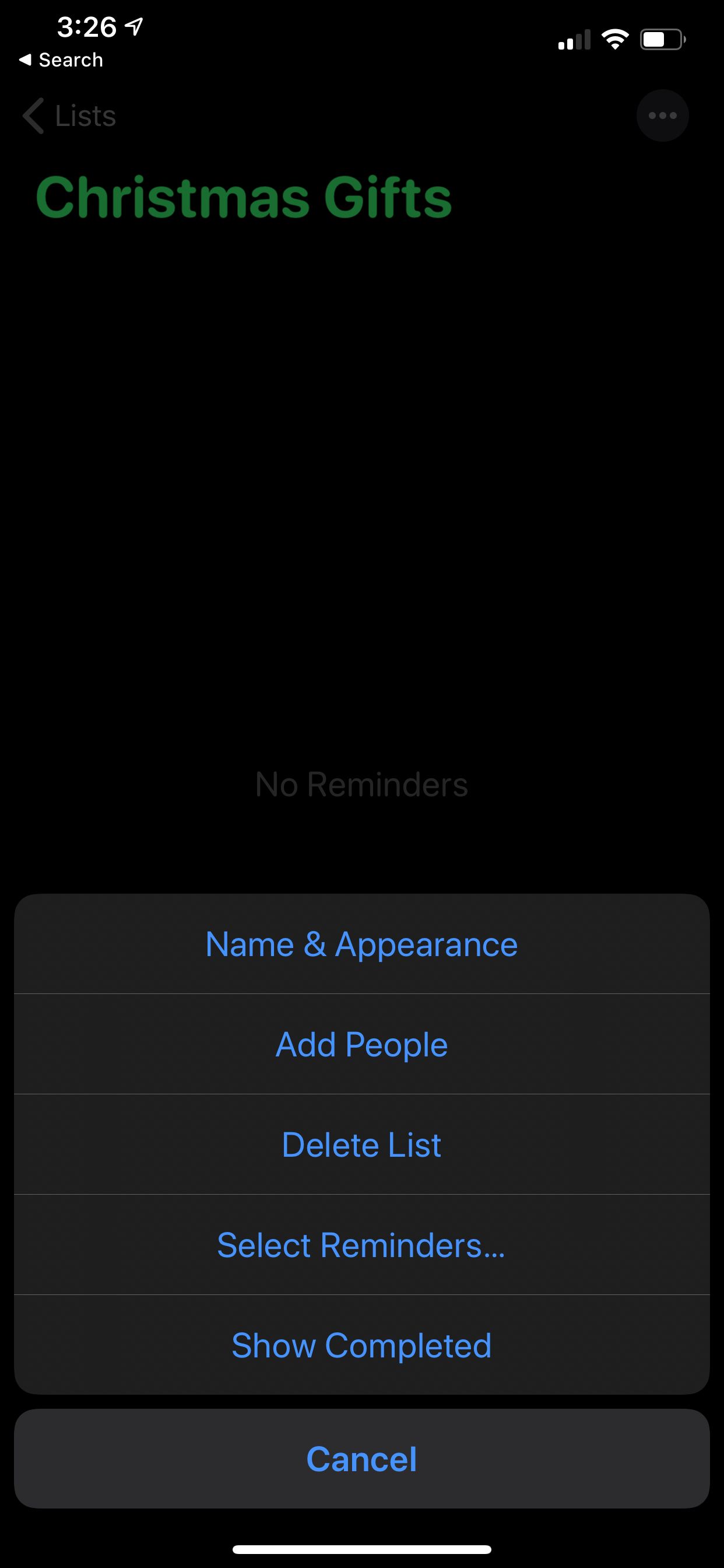Edit Reminder List