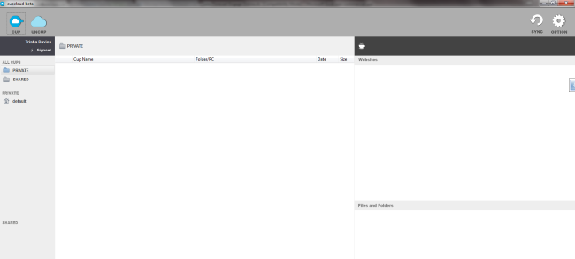 Главный интерфейс CupCloud с левой и правой панелями