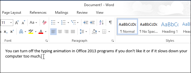 Отключить анимацию ввода в Office 2013