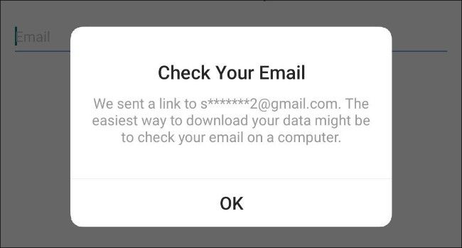 Запросить скачивание данных аккаунта Instagram