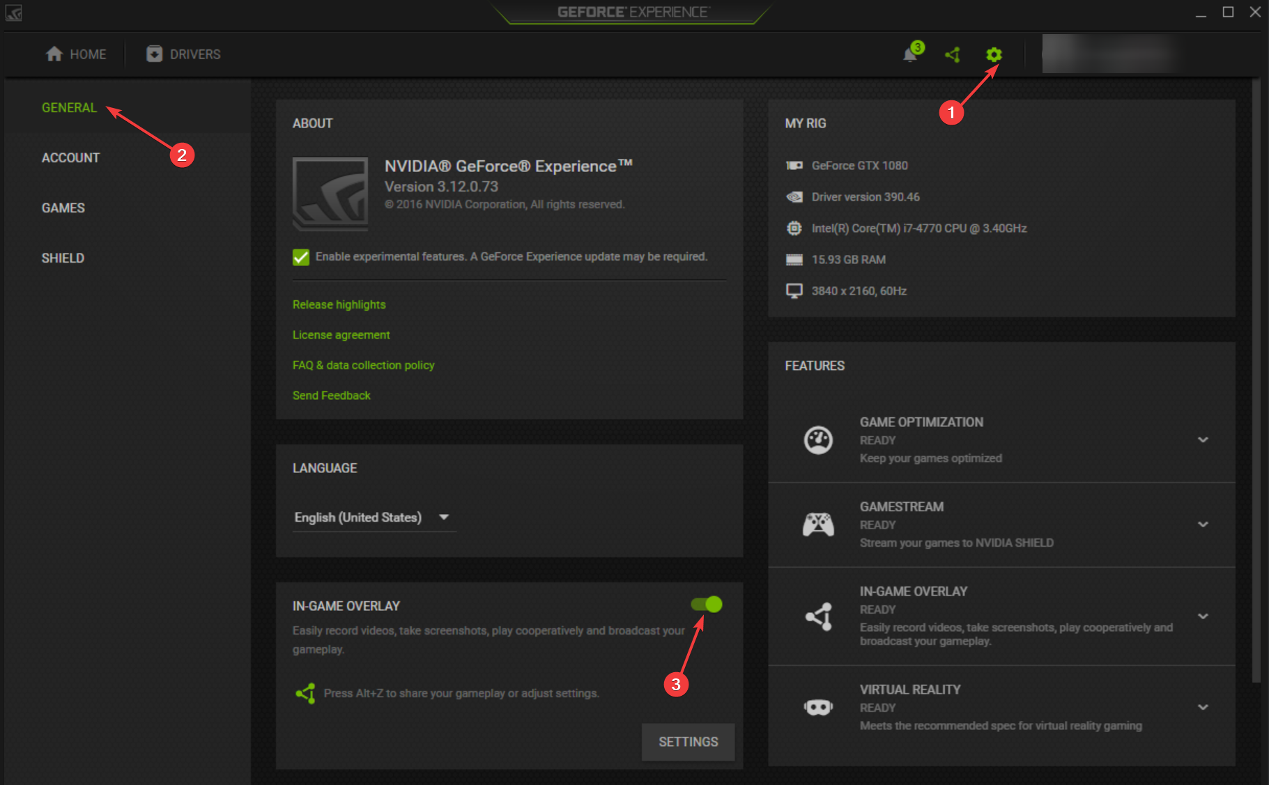 Ativar Sobreposição no jogo no GeForce Experience