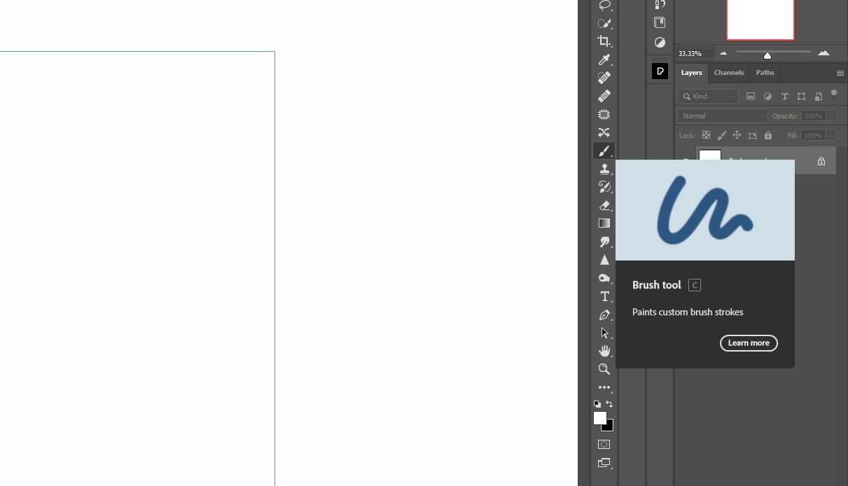 инструмент Кисть в панели инструментов