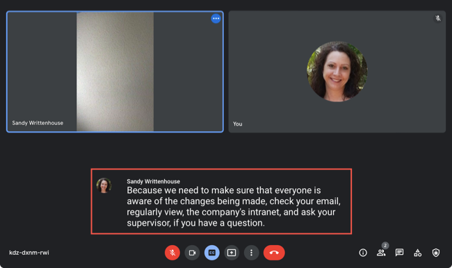 Живые субтитры в Google Meet на вебе