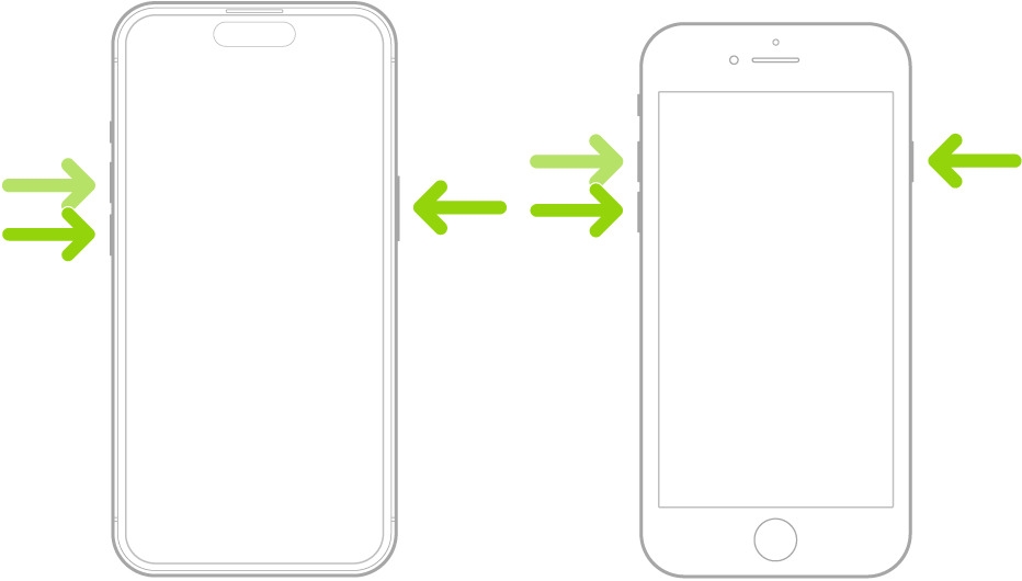 Процесс принудительной перезагрузки iPhone, кнопки сбоку