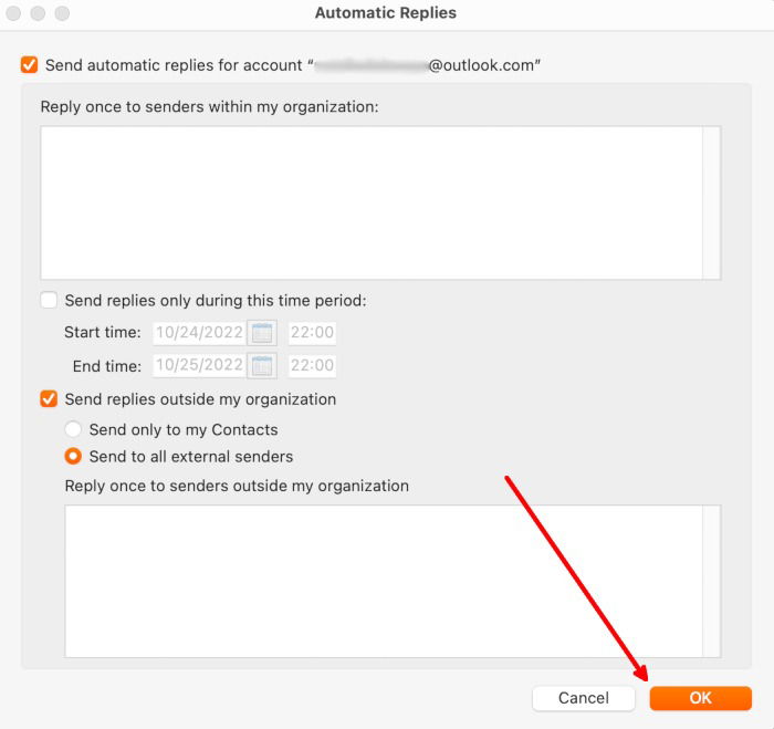 Подтверждение автоответа на Mac