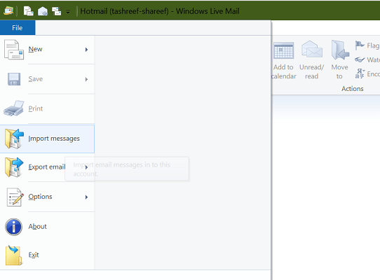 Импорт сообщений Windows Live Mail из AppData