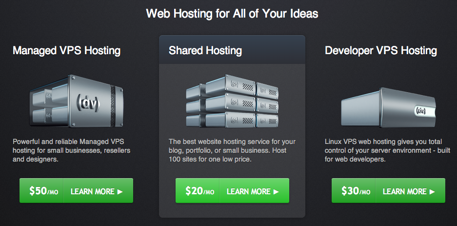 Скриншот панели регистрации и выбора тарифов хостинга