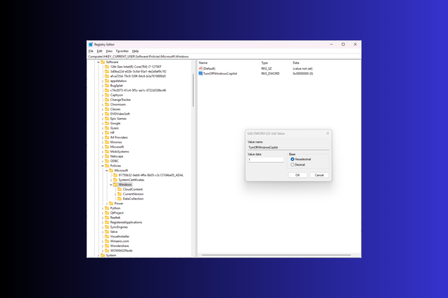 Отключить Windows Copilot в Windows 11