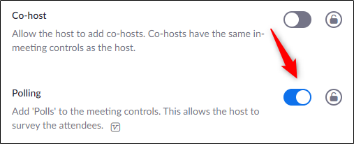 Ползунок для включения функции опросов