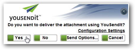 Подтверждение отправки через YouSendIt в Outlook