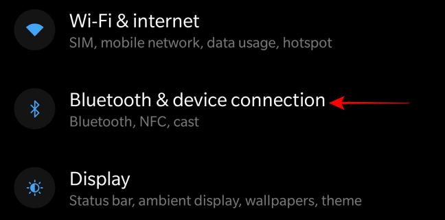 Откройте параметры подключения на Android, чтобы найти опцию трансляции экрана